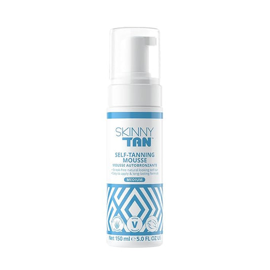 Skinny Tan Self-Tanning Mousse - Long-Lasting and Non-Drying Formula - Coconut and Vanilla Scent - Easy To Apply Luxurious, Foam Texture - Streak Free and Natural Looking Results - Medium - 5 oz