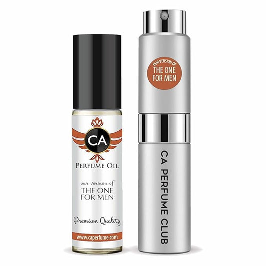 CA Perfume Duo Impression of The One For Men Perfume Layering Set Mens Cologne Long Lasting Travel Size EDP + Body Oil Roll-On Bottle 0.27 Fl Oz+0.33 Fl Oz