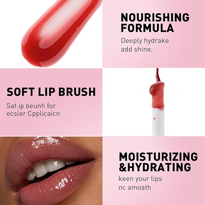 3 PCS Hydrating Lip Glow Oil Lip Stain, Moisturizing Nourishing Lip Gloss,High Shine, Smooth Finish Gloss Tinting And Non-Sticky Lip Oil For Dry Lips