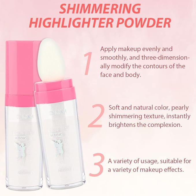 evpct 1Pcs Glitter Highlighter Powder Stick Make up Puff Fairy Stick Peal White Shimmer Glitter Face Body Liquid Highlighter makeup illuminators de maquillaje polvo traslucido maquillaje para mujer 01