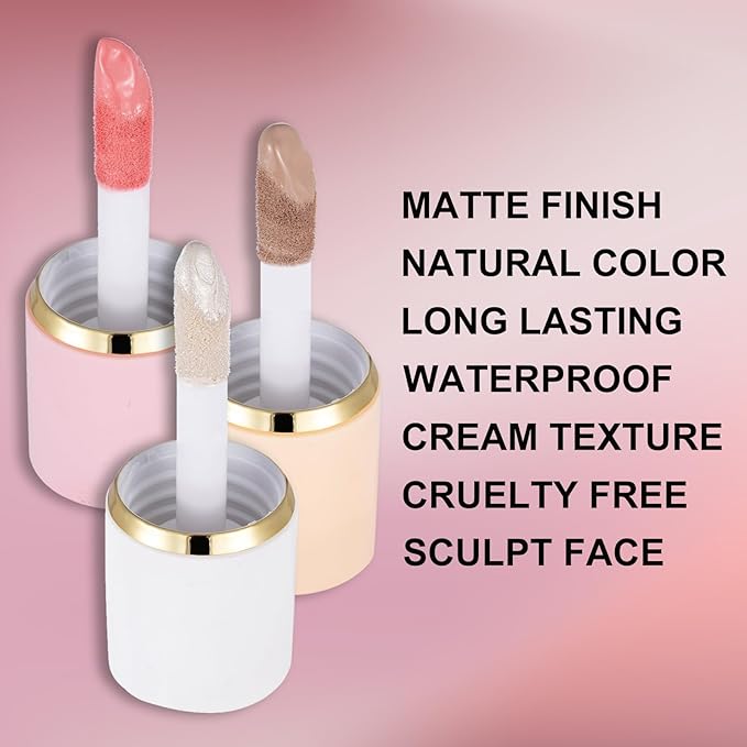 3Pcs Liquid Contour Makeup Trio with Bronzer Shade,