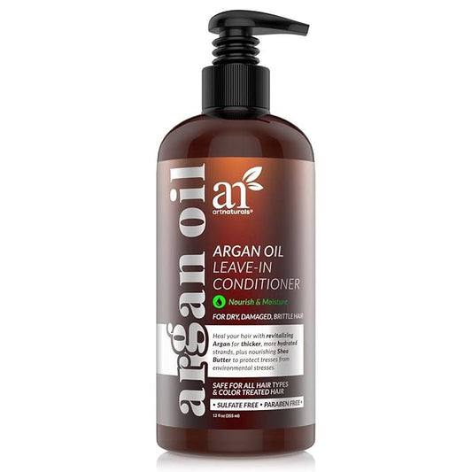 Artnaturals Argan Oil Leave-In Conditioner - (12 Fl Oz / 355ml) - Made with Organic and Natural Ingredients - for All Hair Types – Treatment for Damaged, Dry, Color Treated and Hair Loss (ANHA-0802)