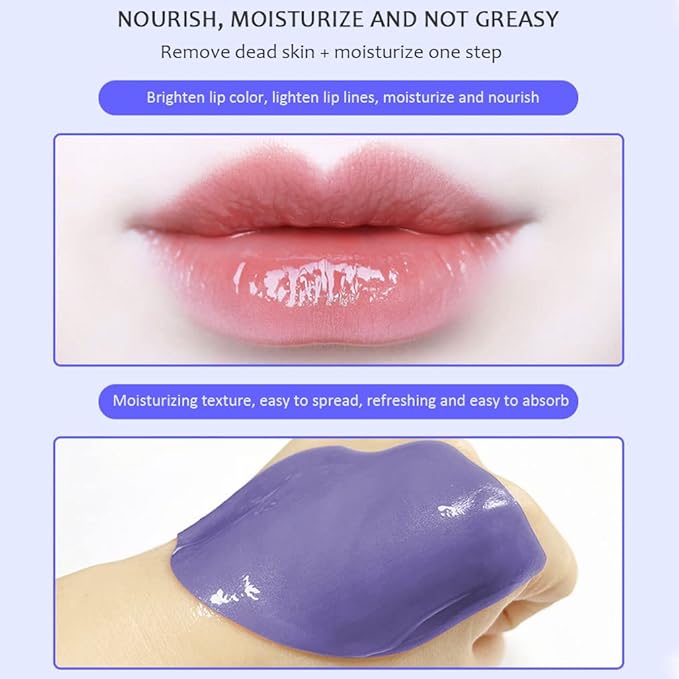 20Pcs Moisturizing Lip Mask, Lip Sleep Mask Reduces Lip Lines and Restores Moisture, Lip Mask Effectively Nourishes the Lip Skin, Gel Treatment Lip Masks Plumping Lips Mask Lip Care Products (Purple)