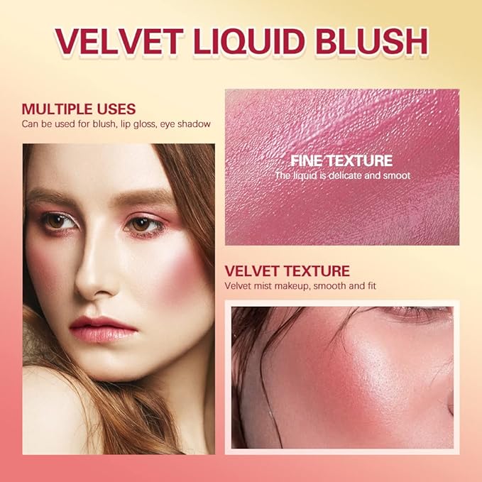 Natural-Looking Matte Finish Liquid Blush Face Tint - Waterproof & Long-lasting Pink & Red Blush Stick (4)