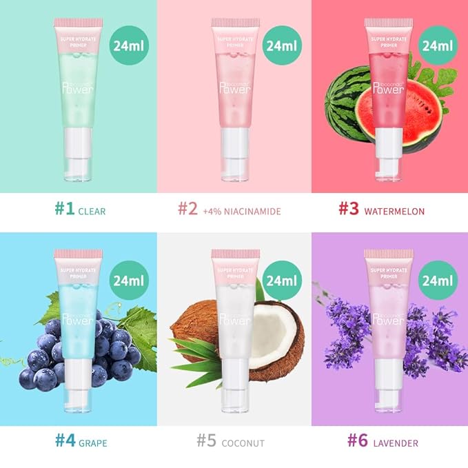 Super Hydrate Primer - Translucent Gel Formula for Long-lasting Makeup | Works on All Skin Types and Tones, Perfect Pre-makeup Primer (04 grape)