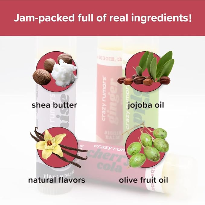 Crazy Rumors Biggie Apple Cake Flavored All Natural, Plant Based Lip Balm to Moisturize and Nourish your Lips - Apple Cake Biggie Tube 0.6 oz (4x Larger than standard 0.15 oz lip balm)