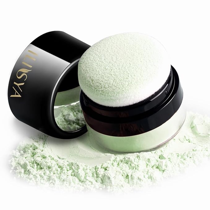 Setting Powder Lightweight Loose Powder Finishing Powder Long-Lasting Green/Translucent)-2 Boxes