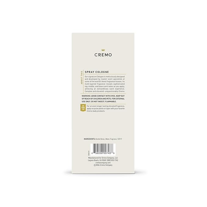 Cremo Cologne for Men - Spice & Black Vanilla Mens Cologne Spray - An Explosion of Vibrant Spices, Dark Woods and Black Vanilla, Fragrances For Men, 3.4 Fl Oz