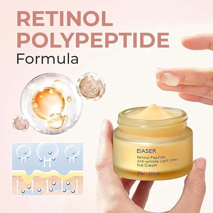 Retinol Polypeptide Eye Cream,Retinol Eye Cream for Dark Circles and Puffiness, Visible Results in 3-4 Weeks, Under Eye Cream for Anti Aging, for Puffiness and Bags to Reduce Fine Lines(2pcs)