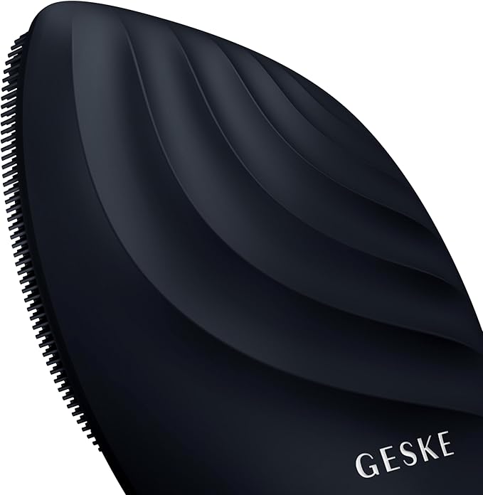GESKE SmartAppGuided Sonic Facial Brush 5 in 1 | Vibrating Electric Cleansing Brush | Soft Silicone | Professional Cleanser | Skin Exfoliator | Face Massager