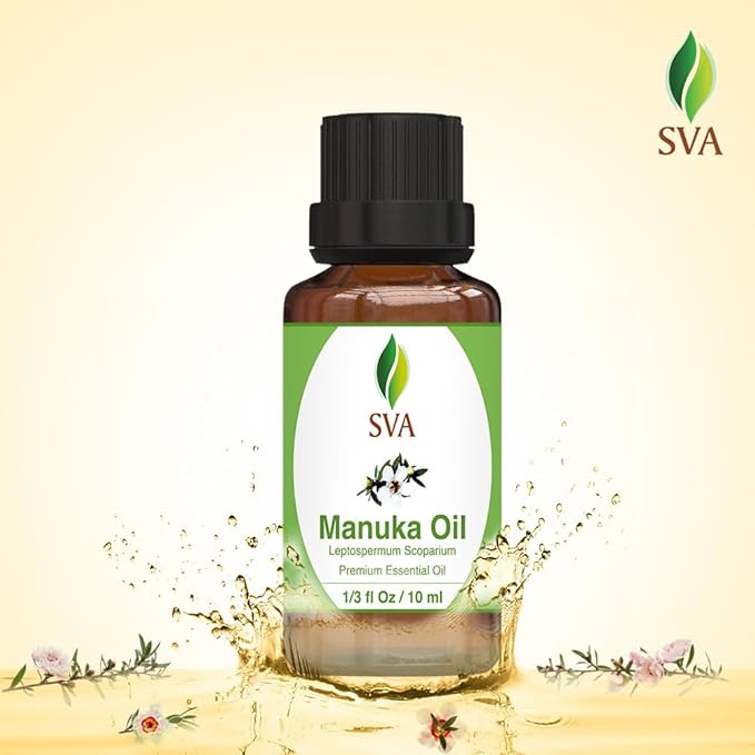 SVA Manuka Essential Oil – 1/3 Fl Oz – 100% Natural Manuka Oil - for Diffuser, Hair Care, Face, Skin Care, Aromatherapy, Scalp and Body Massage, Soap and Candle Making