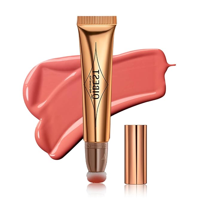MEICOLY Liquid Blush Beauty Wand, Matte Face Blush with Cushion Applicator,Natural Finish Silky Smooth Creamy Blush Makeup, Lightweight Blendable Blush Stick for Cheek Lip,Cruelty-free,03 Peach
