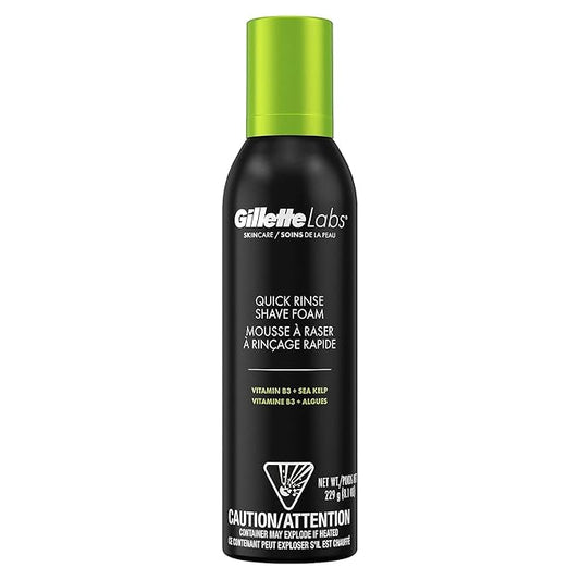 Gillette Labs Quick Rinse Lightweight Shave Foam for Men, Shaving Foam that Helps Protect the Skin, 8.1 OZ