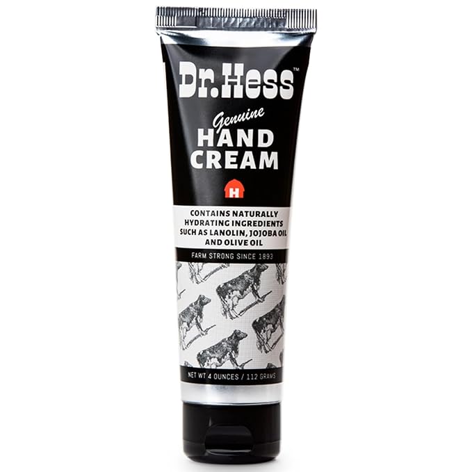 Dr. Hess Genuine Hand Cream, Nourishing & Softening Lotion for Dry, Cracked Hands & Heels, Eczema Relief, with Lanolin, Beeswax, Olive Oil & Vitamin E, Cruelty-Free, Paraben & Sulfate-Free, 4 oz