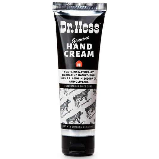 Dr. Hess Genuine Hand Cream, Nourishing & Softening Lotion for Dry, Cracked Hands & Heels, Eczema Relief, with Lanolin, Beeswax, Olive Oil & Vitamin E, Cruelty-Free, Paraben & Sulfate-Free, 4 oz