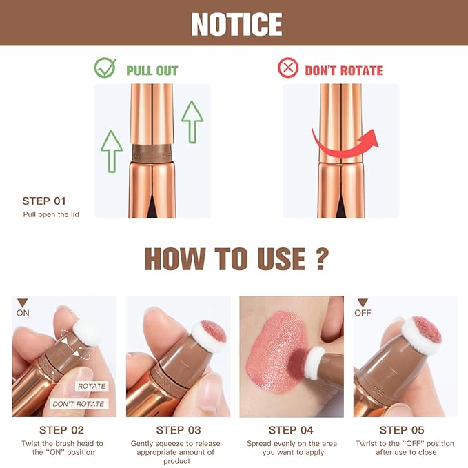 MEICOLY Liquid Blush Beauty Wand, Matte Face Blush with Cushion Applicator,Natural Finish Silky Smooth Creamy Blush Makeup, Lightweight Blendable Blush Stick for Cheek Lip,Cruelty-free,03 Peach