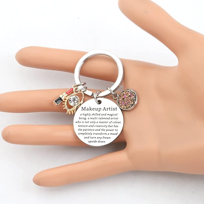 Makeup Artist Keychain Esthetician Gift Beauty Salon Jewelry for Woman Girl Beautician Gift for Makeup Lover
