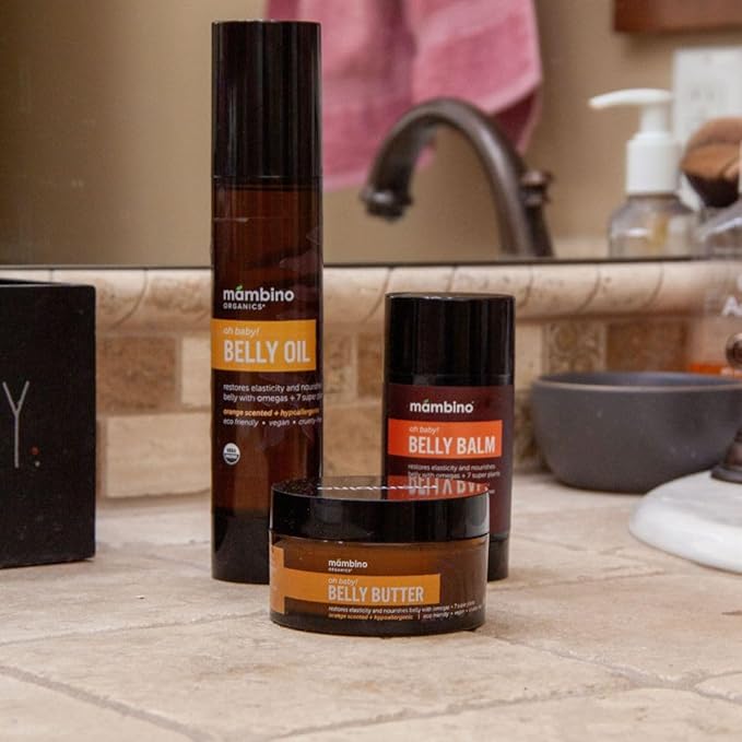 Mambino Organics Oh Baby! Belly Oil – Organic Elasticity Serum with Egyptian Calendula, Vietnamese Tamanu & Dutch Shea – Pregnancy Oil for Stretch Marks – Vegan Cruelty-Free Maternity Care, 2 fl oz