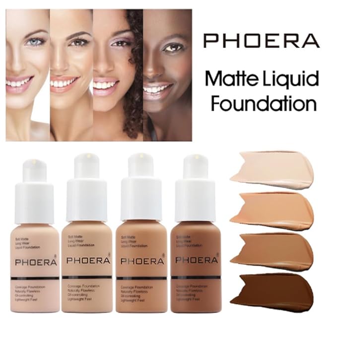 2Pcs Liquid Foundation Full Coverage 24HR Matte Oil Top (1pcs-107) 30ml