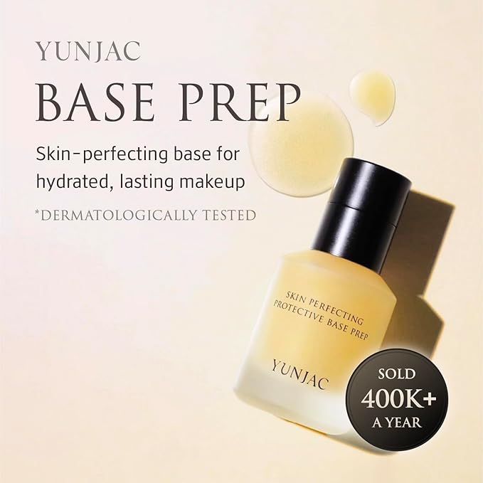 YUNJAC Base Prep (1.35 fl oz) - Grip Primer, Skin Perfecting Makeup Base for Korean Skin Prep. Silicone-Free, Serum Texture for Glowing, Flawless, and Long-Lasting Makeup