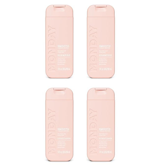 Monday Haircare Smooth Shampoo & Conditioner Travel Pack - 3oz, 90ML Travel Kit (2 x Shampoo,2 x Conditioner)