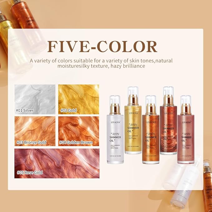 Liyalan Shimmer Body Oil Gold 5