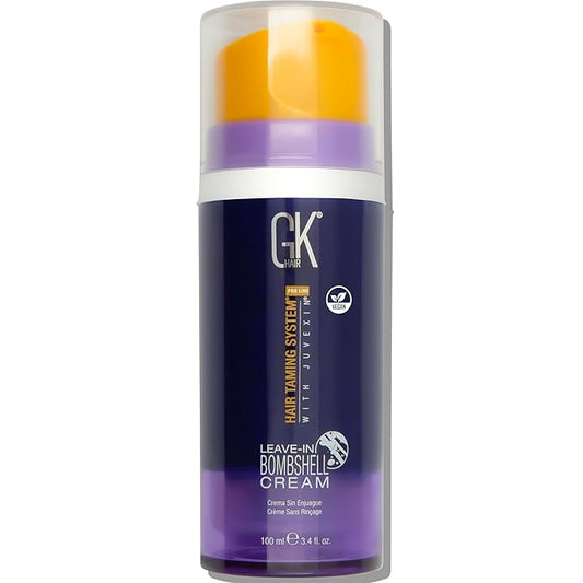 GK HAIR Global Keratin Leave In Bombshell Purple Cream (3.4 Fl Oz/100ml) Conditioning Smoothing Moisturizing Hydrating Frizz Control for Blonde Damaged Hair Removes Yellow Brassy Tones Flyaways