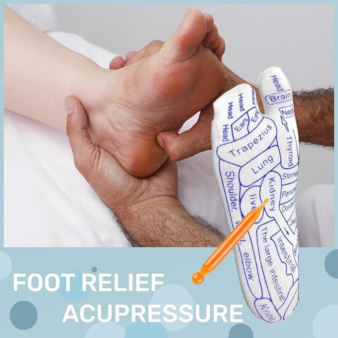 COLSA Reflexology Socks with Tools,Acupoint Socks Set,Beginner Acupoint Massage Tools Large Triangular Sparrow+acupoint Stick(1 Women 1 Men+Gloves)