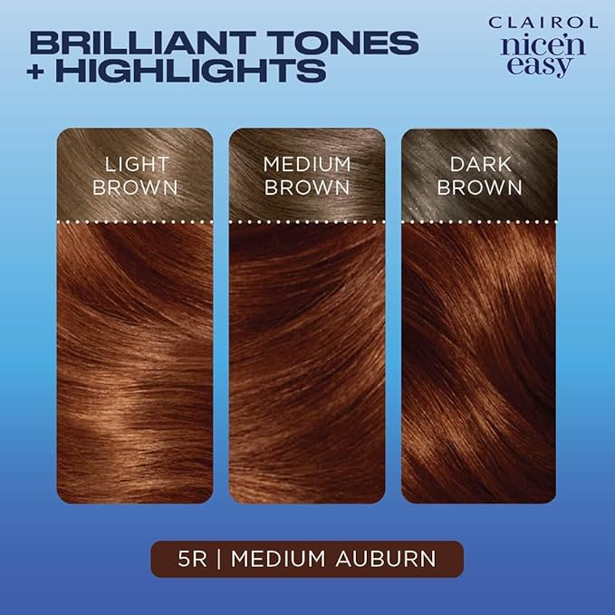 Clairol Nice'n Easy Permanent Hair Dye, 5R Medium Auburn Hair Color, Pack of 1