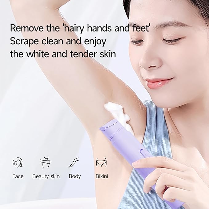 New Pinsliee Electric Razors for Women, Glowhave Double Headed Bikini Trimmer, Body Hair Shaver, Travel Razors for Women, Suitable for Underarms, Legs, Arms,Face (Pink Purple)