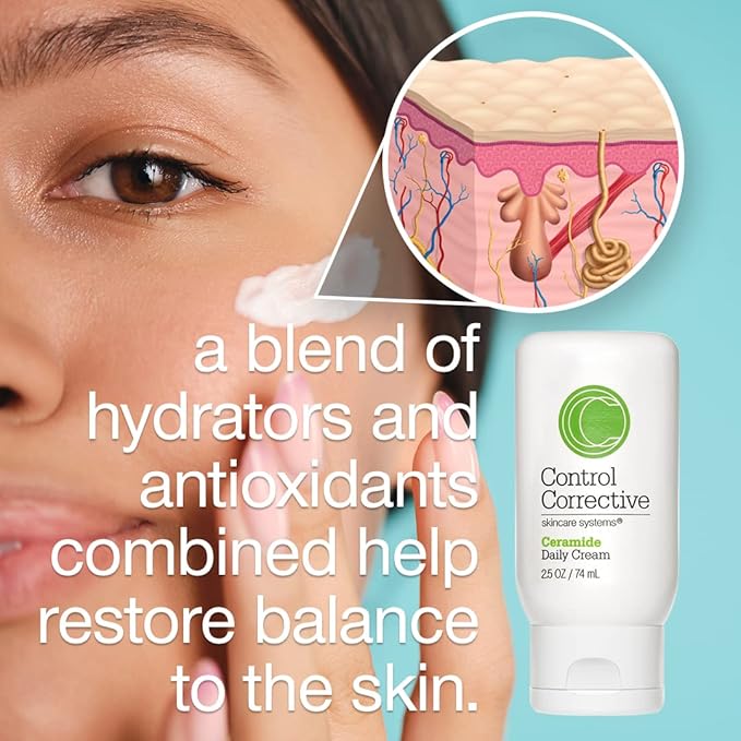 CONTROL CORRECTIVE Ceramide Daily Cream, 2.5 Oz - Light, Creamy Moisturizer Designed To Balance Skin, Super Hydrating, Non-Comedogenic & Moisturizes With Ceramides, Antioxidants And Humectants, Silky