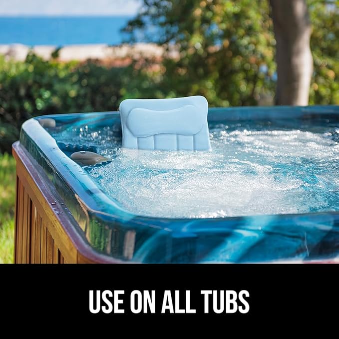 GORILLA GRIP Mesh Bath Pillow for Tub, 6 Powerful Suction Cups, Oversized Headrest with Breathable FlexComfort Technology for Neck, Head, Back Support, Luxury Machine Washable Bathtub Must Haves, Blue