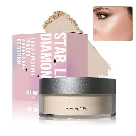 Oil Control Loose Powder Makeup Translucent Setting Powder Shimmer Long Lasting Lightweight Polvo Traslucido Maquillaje Para Mujer Face Powder Makeup - 01 White Shimmer