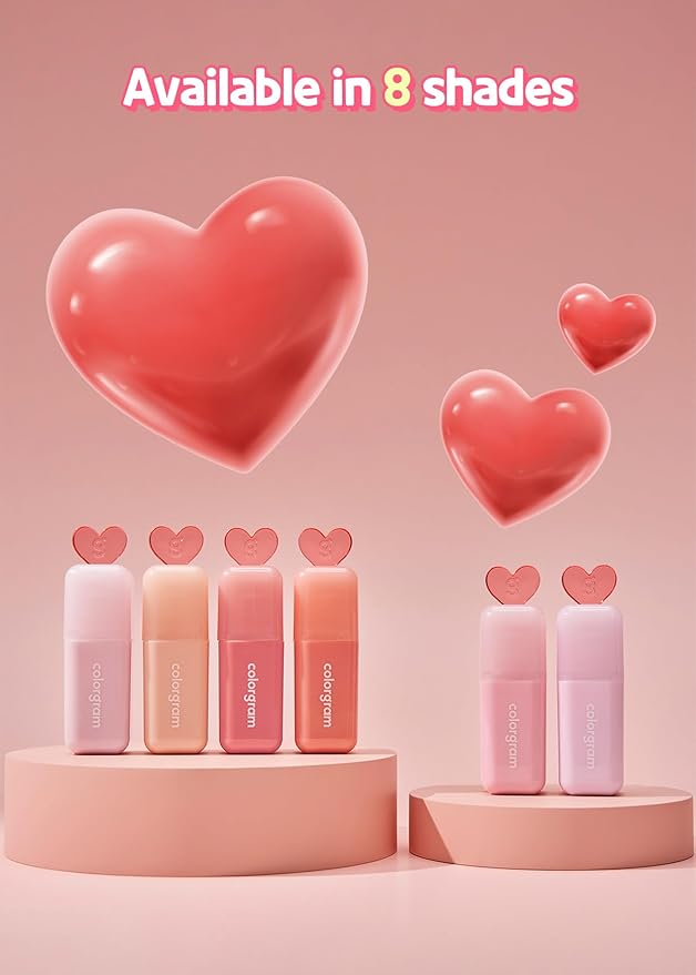 COLORGRAM Juicy Drop Tint 07 Cool Peach | Juicy Lip Gloss, Glowing Lip Stain with Fruity Colors, Buildable & Blendable, Highly Pigmented