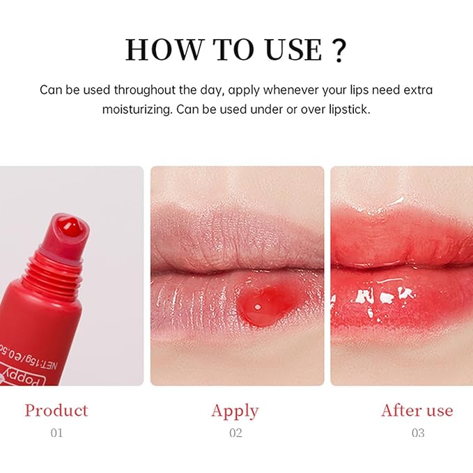 6 Color Hydrating Lip Butter Balm, Moisturizing Lip Repair, Lightweight Nourished Lip Glossy Christmas for Women (04 Poppy)