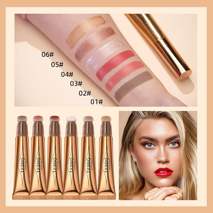 MEICOLY Liquid Highlighter Beauty Wand,Highlight Stick with Cushion Applicator,Lightweight Super Silky Cream Face Illuminator Highlight Make up,04 Pearl White