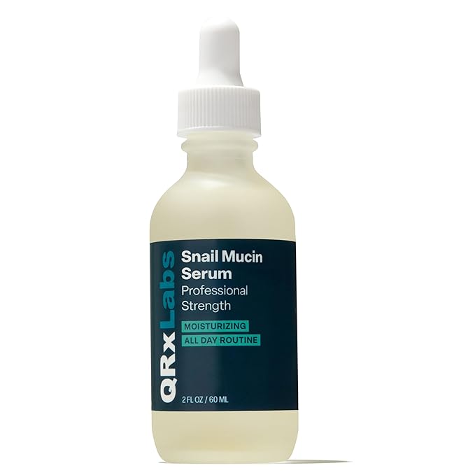 QRxLabs Snail Mucin Serum – Hydrates, Plumps & Brightens – With Collagen for Firm, Radiant Skin – Gently Exfoliates for a Smooth Glow – 2 oz