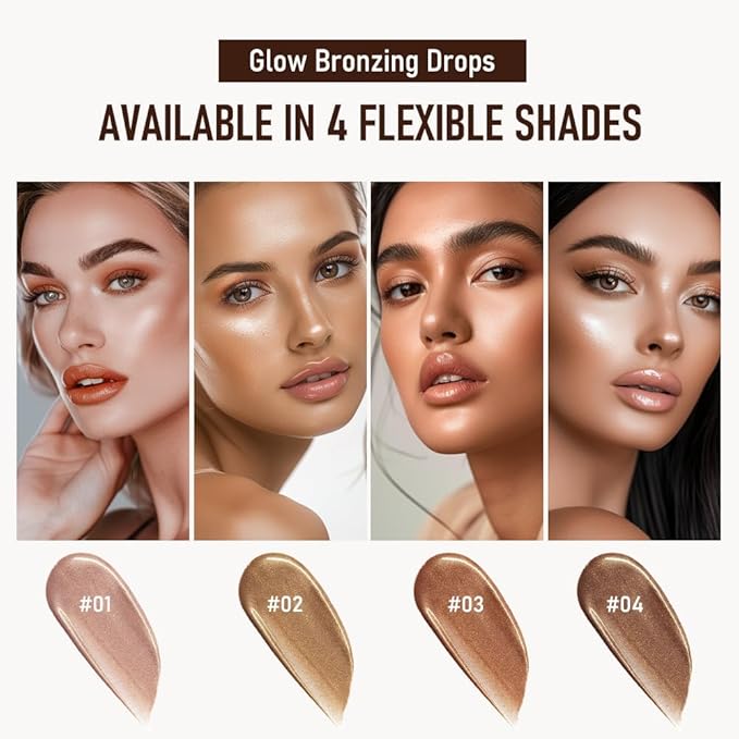 Bronzing Drops For Face, Liquid Bronzer Glow Drops, Champagne Shimmer)