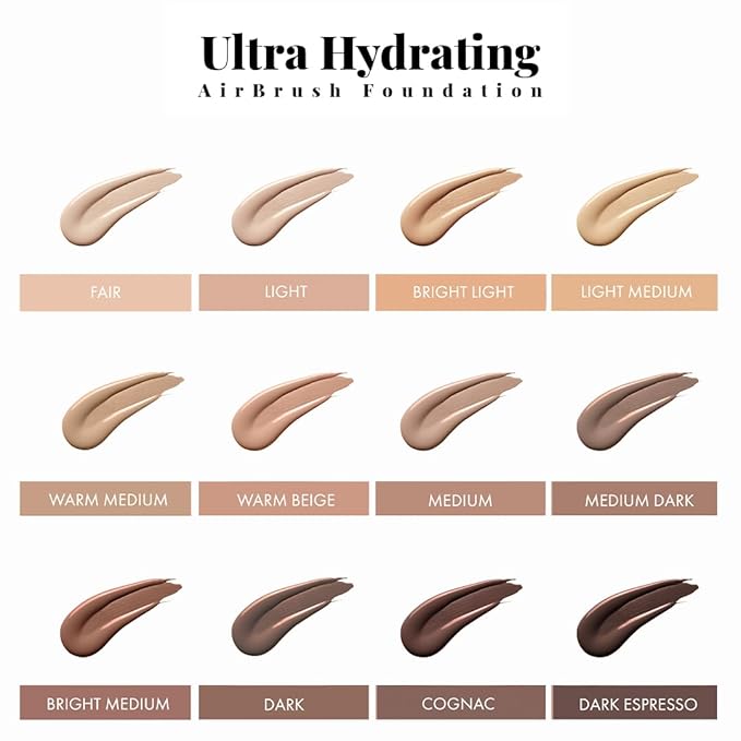 Jerome Alexander Airbrush Foundation Ultra Hydrating, Spray Foundation Makeup with 2x the Active Ingredients, Ultra-Light, Buildable, Full Coverage Formula (Bright Light)