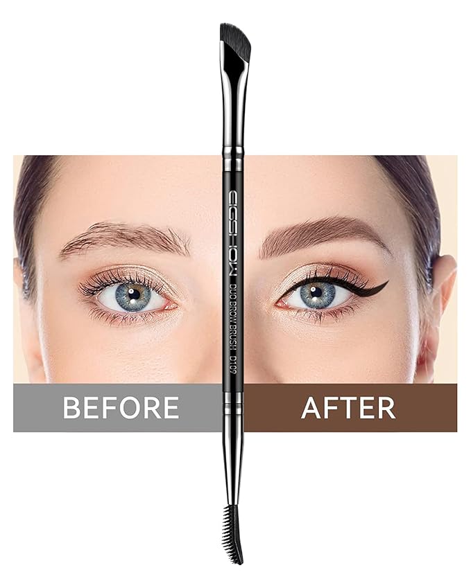 EIGSHOW Dual-Ended Precision Eyebrow Brush and Comb for Eyeliner Lining, Sculpting Brows, Professional Eye Makeup Tools (D109)