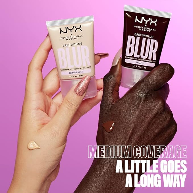 NYX PROFESSIONAL MAKEUP Bare With Me Blur Skin Tint Foundation Make Up with Matcha, Glycerin & Niacinamide - Java