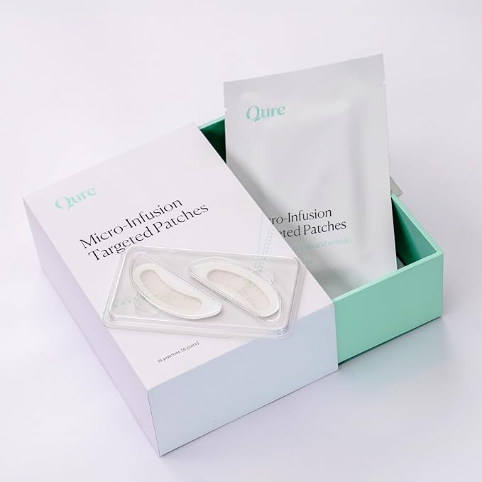 Qure Skincare MicroInfusion Targeted Patches - 8 Pairs of Targeted Under Eye Patches Formulated for Fine Lines & Wrinkles - Retinol, Caffeine, Niacinamide & Peptides - Dissolvable for Overnight Use
