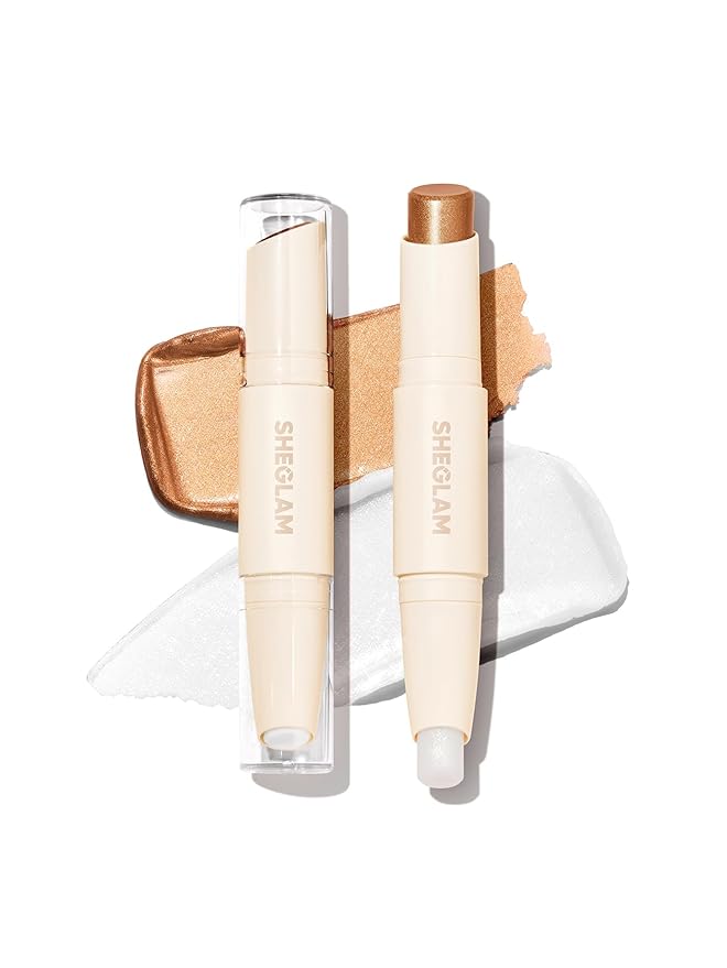 SHEGLAM 2 In 1 Dual Head Cream Contour Highlighter Stick Highly Pigmented Face Bronzer Makeup - Pearl & Sand