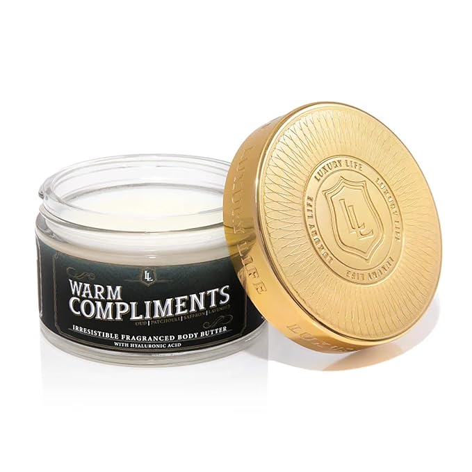 LUXURY LIFE Bed Butter - Scented, Luxurious Body Butter With All-Natural Hyaluronic Acid For Soft, Glowing, Hydrated Skin - For Men & Women - For All Skin Types - Warm Compliments Scent, 5 oz