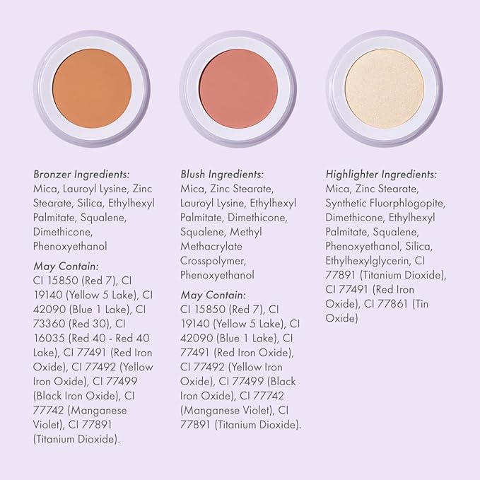 Subtl Beauty 3-in-1 travel makeup kit by subtl staks | powder blush, bronzer, and highlighter | includes mirror lid and mini brush | for fair-light skin tones