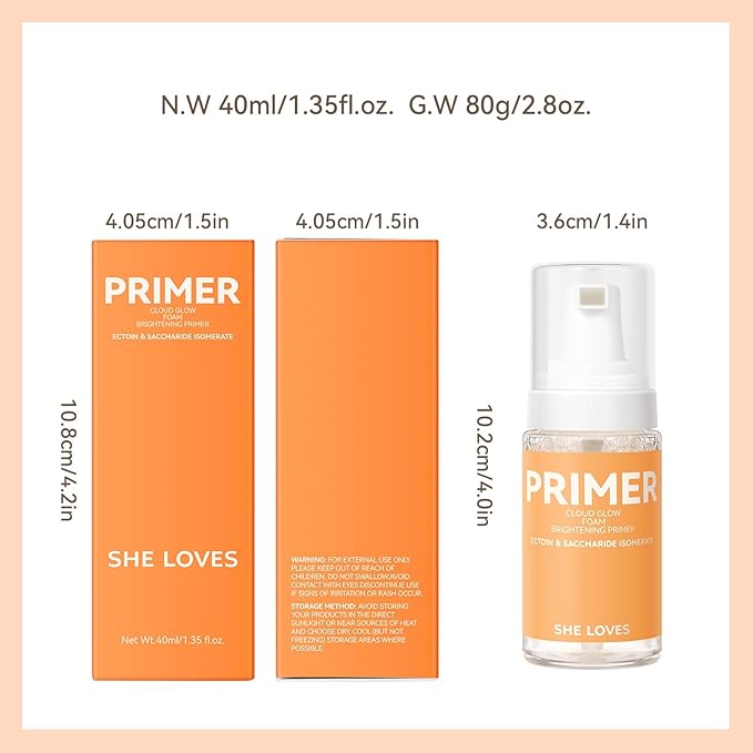 Cloud Glow Priming Foam Brightening Primer, , Pore Skin Tones 40 mL