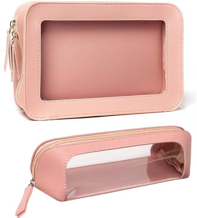 Clear Makeup Bag Small, TSA Approved Portable Toiletry Bag with Zipper Cosmetic Travel Bag Makeup Organizer Case Mini Makeup Pouch for Purse Car Organizer Bag for Women Men