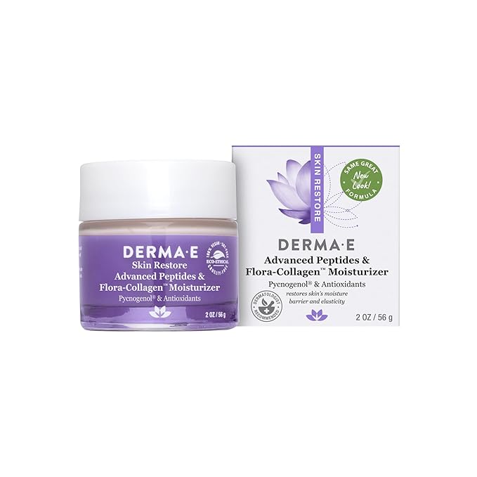 Derma E Advanced Peptides and Collagen Moisturizer – Double Action Face Cream with Peptide Complex – Intense Natural Collagen Moisture Day and Night Cream for Women, 2oz