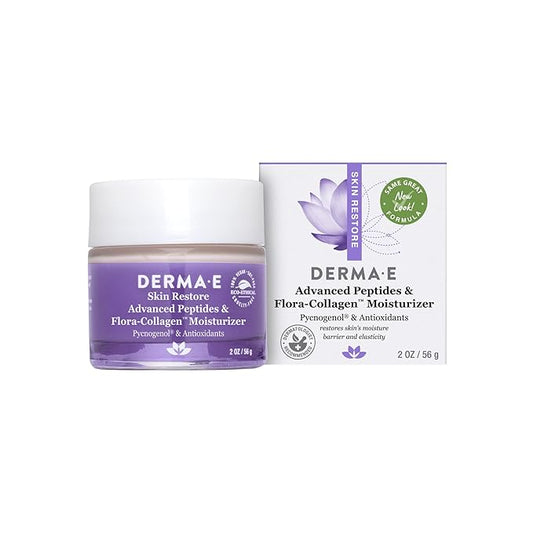 Derma E Advanced Peptides and Collagen Moisturizer – Double Action Face Cream with Peptide Complex – Intense Natural Collagen Moisture Day and Night Cream for Women, 2oz