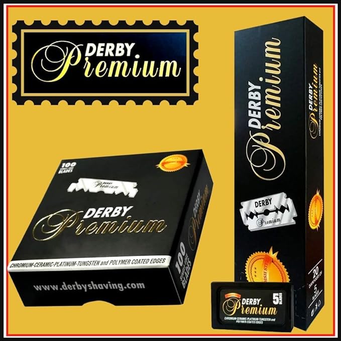 200 "Derby Premium" Single Edge Razor Blades for straight razor